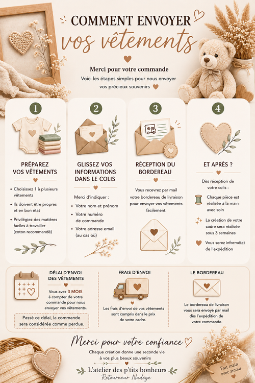 Cadre personnalisé avec les vêtements de bébé ✨ 2 prénoms